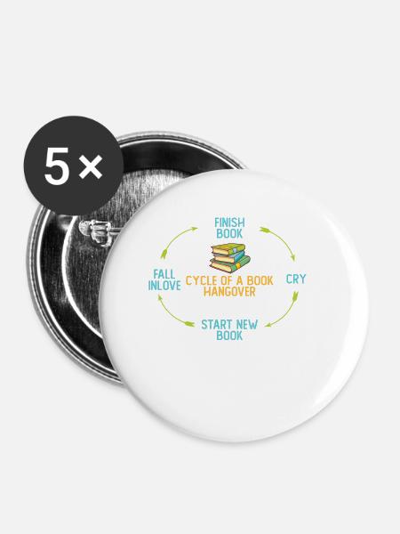 Zyklus Eines Buch-kater-bücherwurm-lesebuchs - Buttons klein 25 mm (5er Pack) - Weiß
