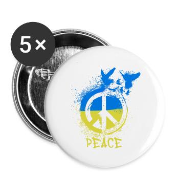 peace ,ukraine, peace, flagge, friede, tauben - Buttons klein 25 mm (5er Pack) - Weiß - Vorne