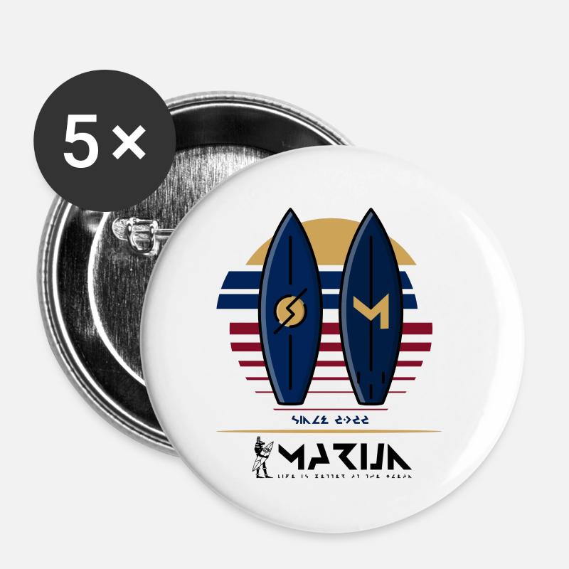 Coast Surf - Buttons klein 25 mm (5er Pack) - Weiß
