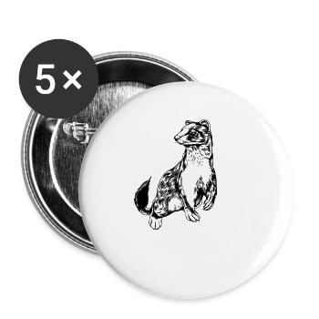 Drawing of a weasel - Buttons small 1''/25 mm (5-pack) - white - Front