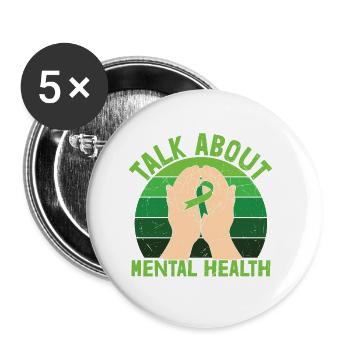 Parlez de santé mentale - Lot de 5 petits badges (25 mm) - blanc - Devant