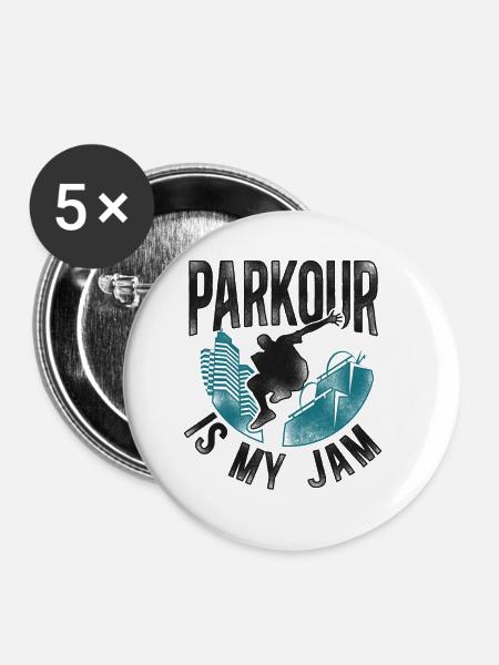 Parkour Free Running Traceur - Buttons klein 25 mm (5er Pack) - Weiß