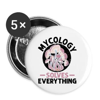 Mycology Mushrooms Nature Forest Gift Idea - Buttons small 1''/25 mm (5-pack) - white - Front