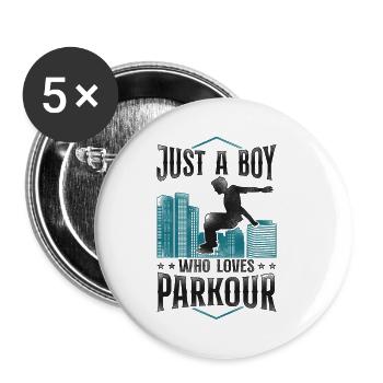 Parkour Free Running Traceur Boy - Buttons small 1''/25 mm (5-pack) - white - Front