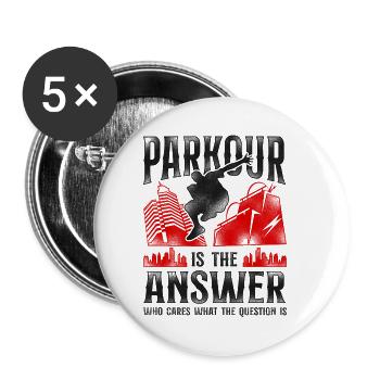 Parkour Free Running Traceur - Buttons klein 25 mm (5er Pack) - Weiß - Vorne