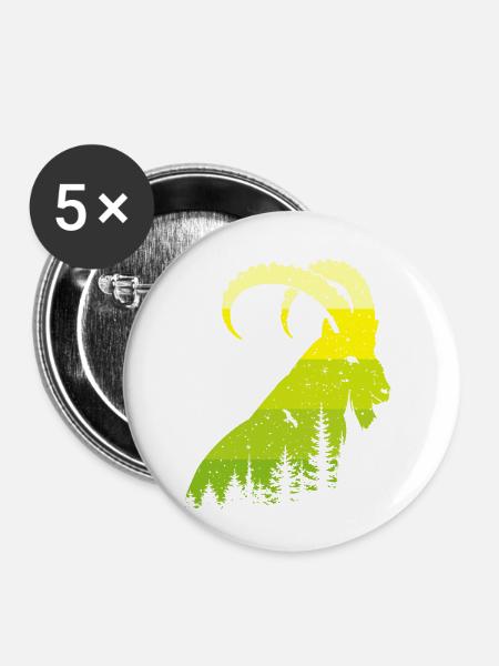 Steinbock - Buttons klein 25 mm (5er Pack) - Weiß