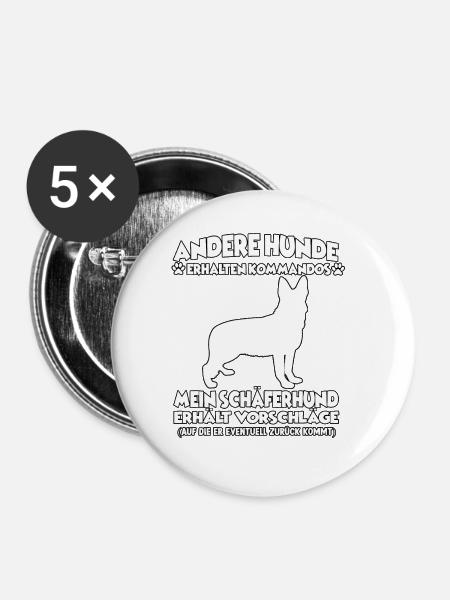 Witziges Obedience Deutscher Schäferhund Hunde - Buttons klein 25 mm (5er Pack) - Weiß