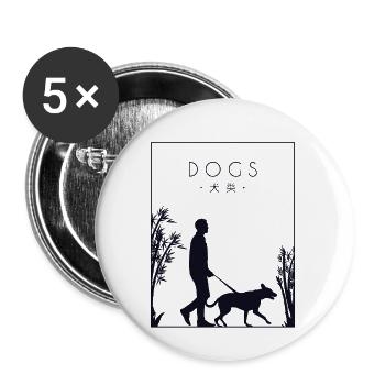 Dogs Chinese Hanzi Mâle Quadrupède Wauwau - Lot de 5 petits badges (25 mm) - blanc - Devant