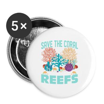Sauver le corail Protéger les récifs Biologie marine S - Lot de 5 petits badges (25 mm) - blanc - Devant