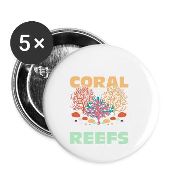 Sauvez le corail Protégez les récifs Scientifique Marine - Lot de 5 petits badges (25 mm) - blanc - Devant