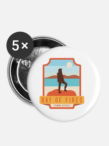Bay of Fires - Tasmanien, Australien - Buttons klein 25 mm (5er Pack) - Weiß