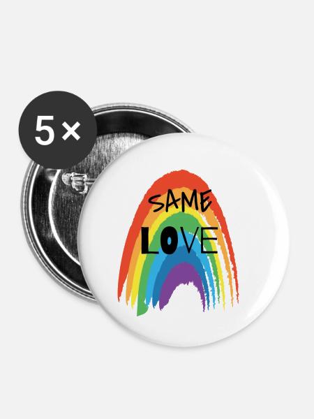 SAME LOVE - Buttons klein 25 mm (5er Pack) - Weiß