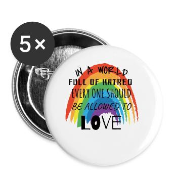 Monde Tout le monde devrait être autorisé à aimer - Lot de 5 petits badges (25 mm) - blanc - Devant