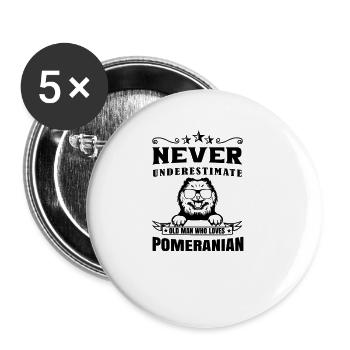 Spitz Pomeranian Zwergspitz Chien - Lot de 5 petits badges (25 mm) - blanc - Devant