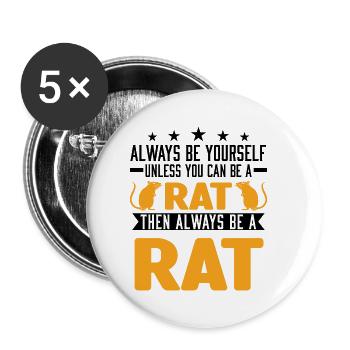 Rat Domestic Rat Rat Owner - Buttons small 1''/25 mm (5-pack) - white - Front