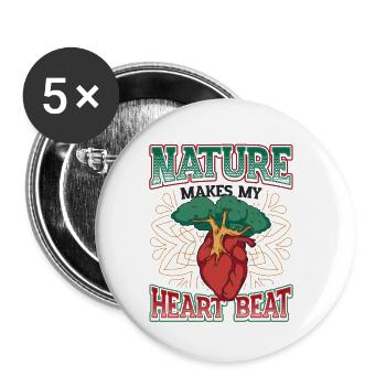 Nature makes my heart beat faster. - Buttons small 1''/25 mm (5-pack) - white - Front