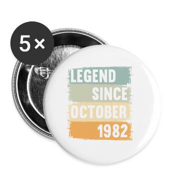 Born October 1982 40 years 40s 40th birthday - Buttons small 1''/25 mm (5-pack) - white - Front