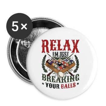 Joueurs de billard - Lot de 5 petits badges (25 mm) - blanc - Devant