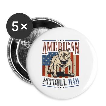 American Pitbull Dad July 4 - Buttons small 1''/25 mm (5-pack) - white - Front