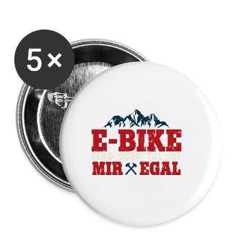 E-bike montagne ou vallée n’a pas d’importance pour moi Pedelec e-bike - Lot de 5 petits badges (25 mm) - blanc - Devant