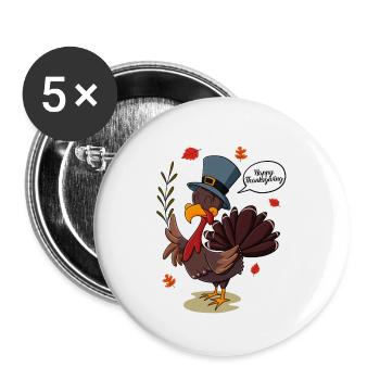 Journée de la Turquie I Joyeux Thanksgiving Turquie - Lot de 5 petits badges (25 mm) - blanc - Devant