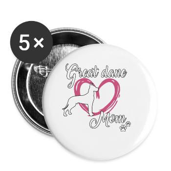 Grand Danois Maman Maîtresse École de Chien Grand Danois - Lot de 5 petits badges (25 mm) - blanc - Devant
