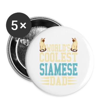 World's Coolest Siamese Dad Cat Lover T-Shirt - Buttons klein 25 mm (5er Pack) - Weiß - Vorne