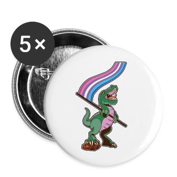 LGBTQ Flag - Dinosaur Bear - Buttons small 1''/25 mm (5-pack) - white - Front