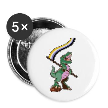 LGBTQ Flag - Dinosaur Non-Binary - Buttons small 1''/25 mm (5-pack) - white - Front