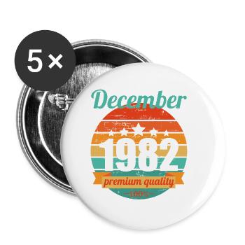 Born December 1982 40 years 40s 40th birthday - Buttons small 1''/25 mm (5-pack) - white - Front