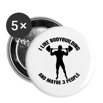 Fitness Bodybuilder Muscle Strength Training Athlètes - Lot de 5 petits badges (25 mm) - blanc - Devant