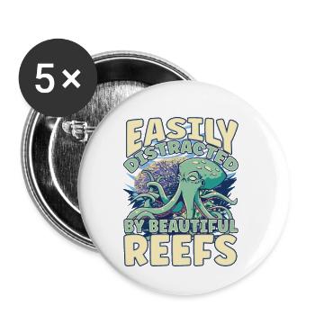 Easily Distracted By Beautiful Reefs Ocean - Buttons klein 25 mm (5er Pack) - Weiß - Vorne