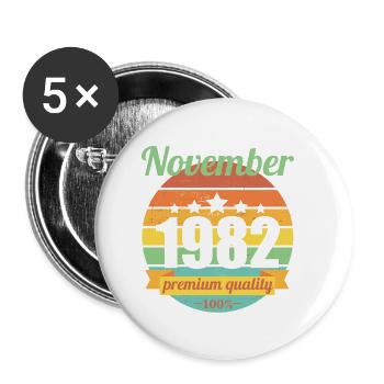 Born November 1982 40 years 40s 40th birthday - Buttons small 1''/25 mm (5-pack) - white - Front