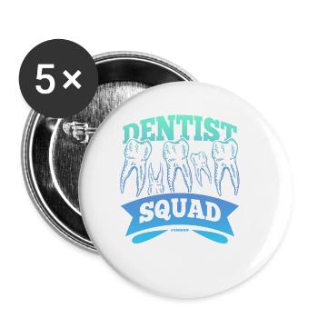 Dentist Squad Caries Mouth Dentist - Buttons small 1''/25 mm (5-pack) - white - Front
