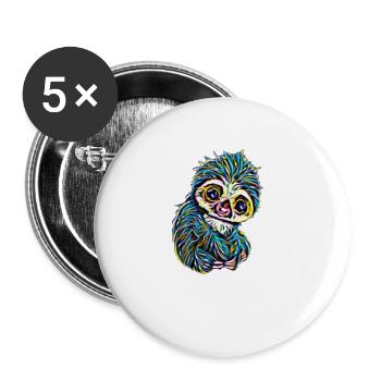 Faultier - Buttons klein 25 mm (5er Pack) - Weiß - Vorne