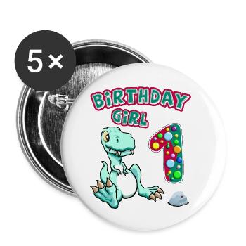 Dinosaures amusants pour les fêtes d’anniversaire des enfants et des bébés - Lot de 5 petits badges (25 mm) - blanc - Devant