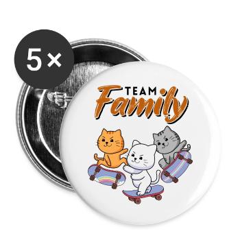 team familie katze skateboarden bachelorette beer - Buttons klein 25 mm (5er Pack) - Weiß - Vorne