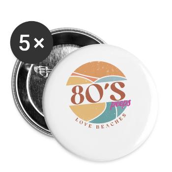 80er - Buttons klein 25 mm (5er Pack) - Weiß - Vorne