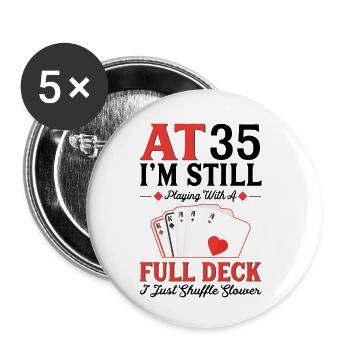 Spielkarten Zum 35. Geburtstag - Buttons klein 25 mm (5er Pack) - Weiß - Vorne