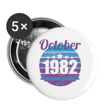 Born October 1982 40 years 40s 40th birthday - Buttons small 1''/25 mm (5-pack) - white - Front