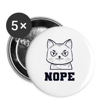 Nope Miezekatze Kätzchen Hauskatze - Buttons klein 25 mm (5er Pack) - Weiß - Vorne