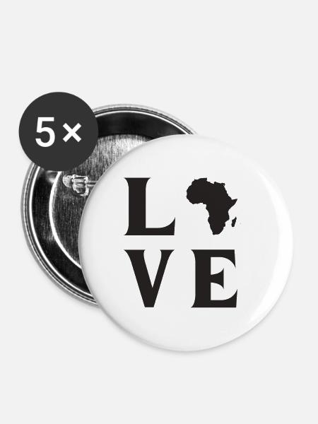 Love Afrika - Buttons klein 25 mm (5er Pack) - Weiß