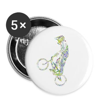 bmx race racing mountain bike motocross - Buttons small 1''/25 mm (5-pack) - white - Front