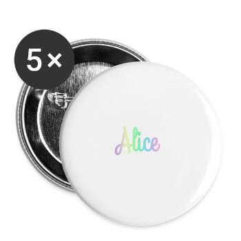 ALICE Rainbow Minimalist Cursive - Buttons small 1''/25 mm (5-pack) - white - Front