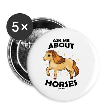 Ask Me About Horses - Buttons klein 25 mm (5er Pack) - Weiß - Vorne