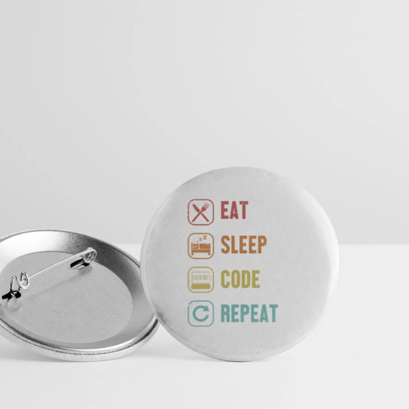 Eat Sleep Code Repeat Softwareingenieur Coder Buttons klein 25 mm (5er Pack)