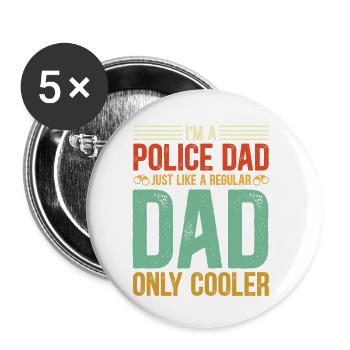 Police Proud Police Dad - Buttons small 1''/25 mm (5-pack) - white - Front