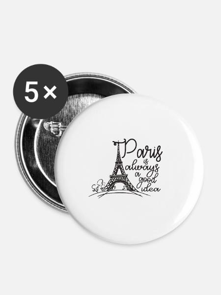 Paris - Buttons klein 25 mm (5er Pack) - Weiß