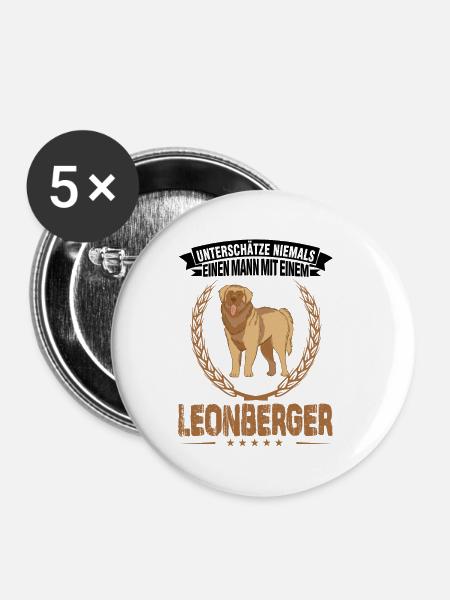 Leonberger Mann - Buttons klein 25 mm (5er Pack) - Weiß