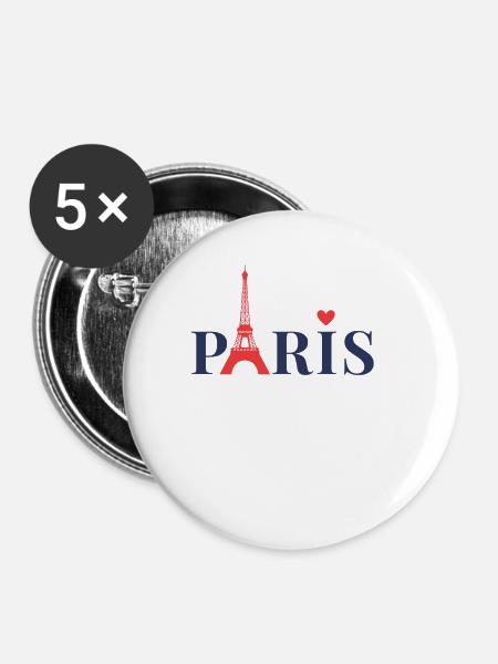Paris - Buttons klein 25 mm (5er Pack) - Weiß